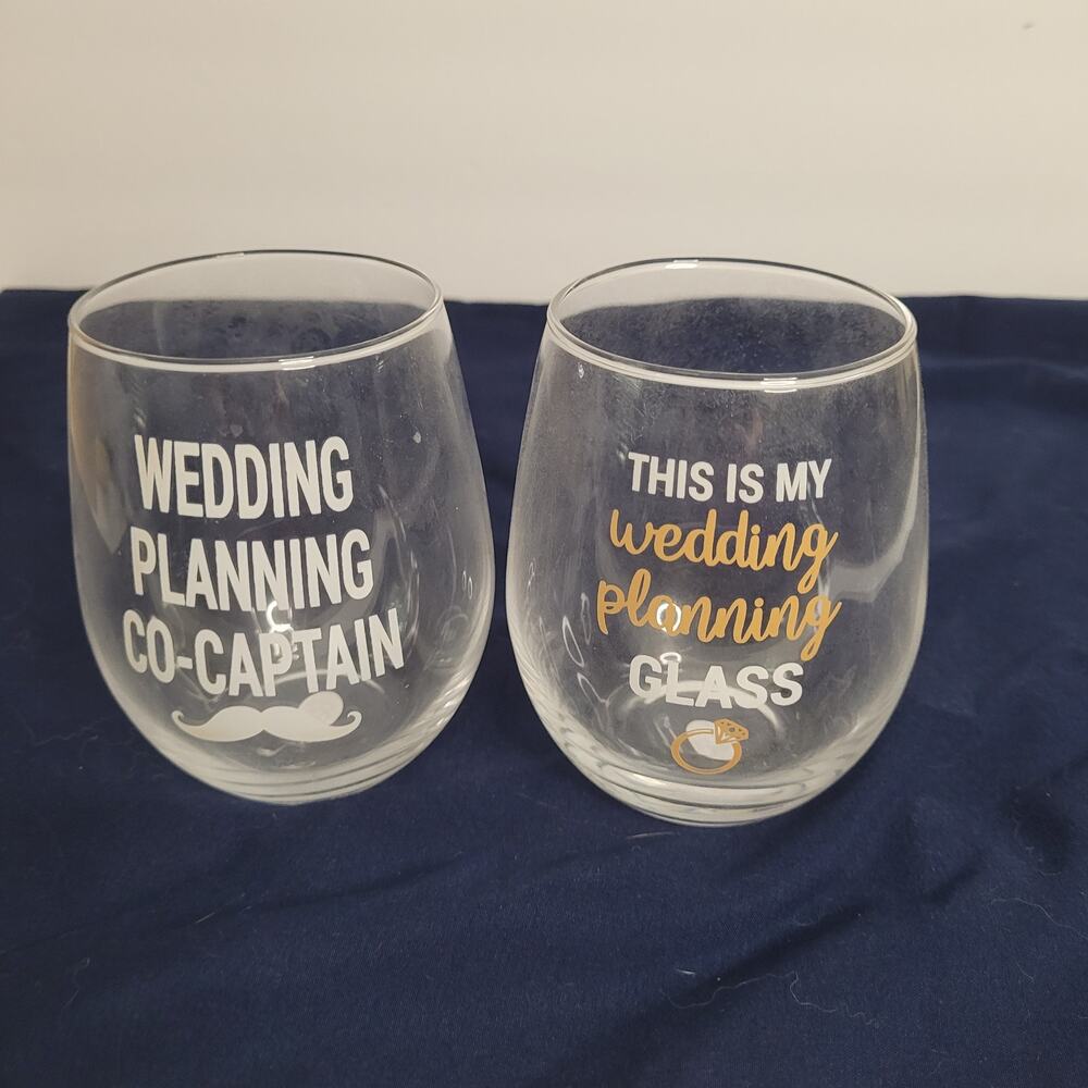 Wedding Planning Stemless Wine Glasses Set